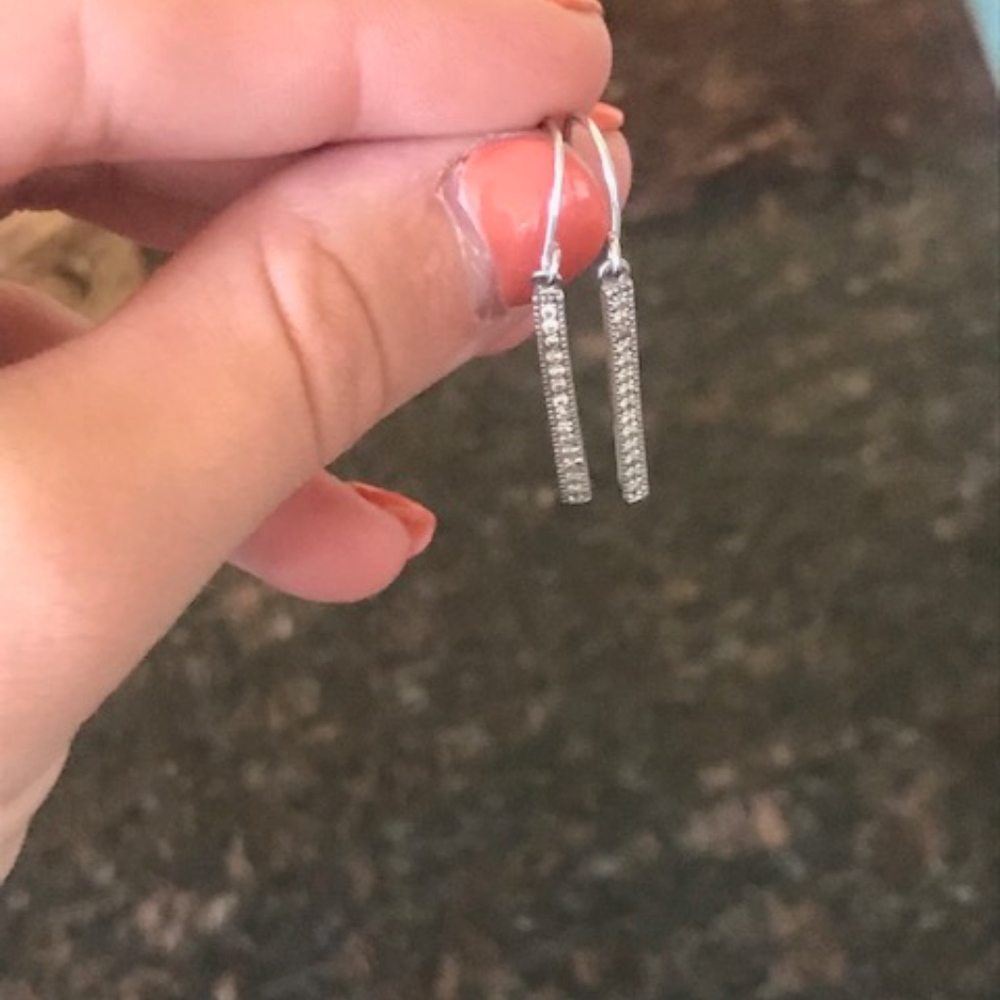 Women's Dangle Bar Earrings with CZs